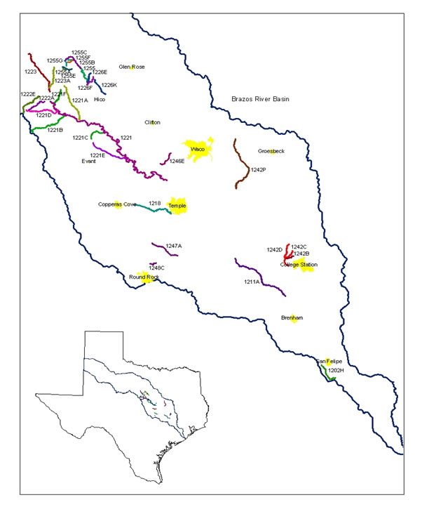 Map of Brazos river basin