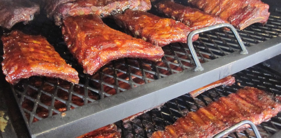 BBQ ribs Racks of ribs on a BBQ