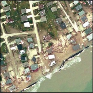 homes that must be removed after hurricane Ike, aerial image
