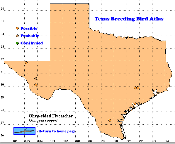 Texas Bird Breeding Atlas map