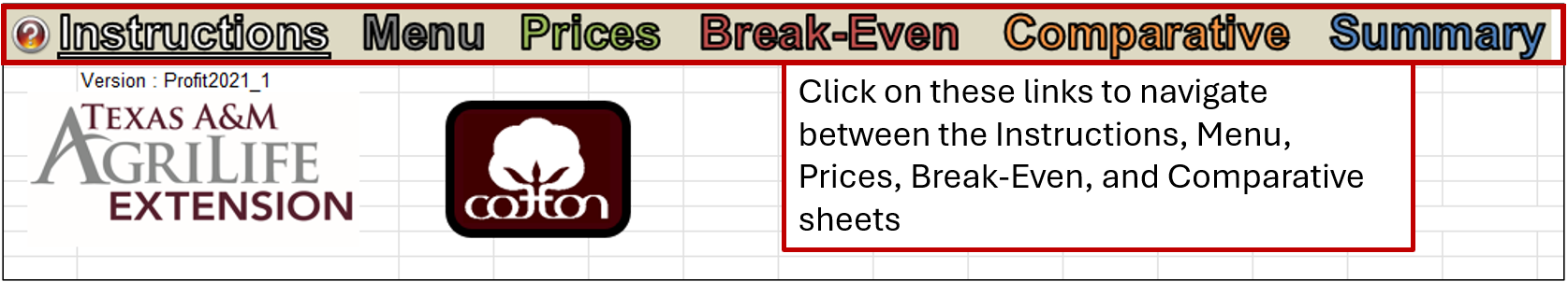 Picture of spreadsheet links