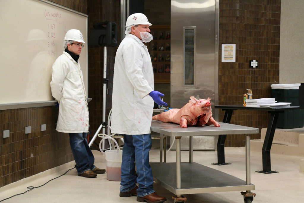 Ray Riley explaining the brining process for the whole pig cooking demonstration