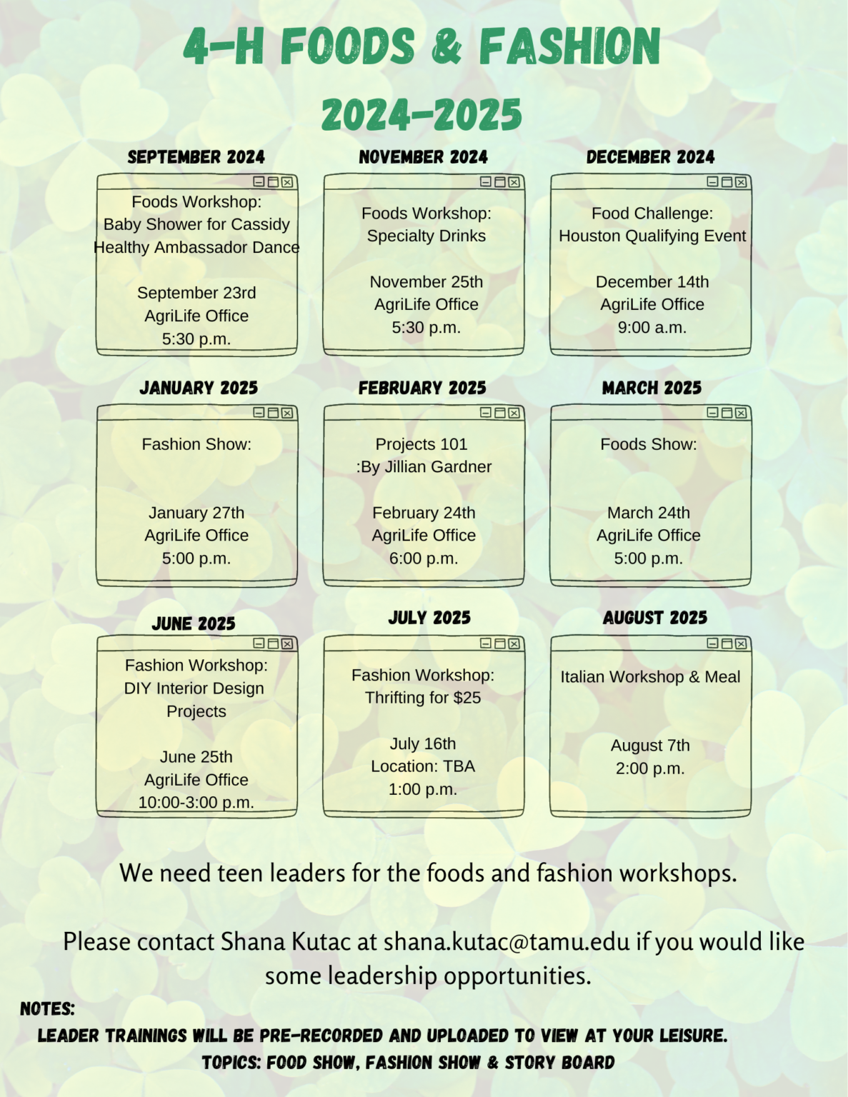 4-H Foods Year at a Glance