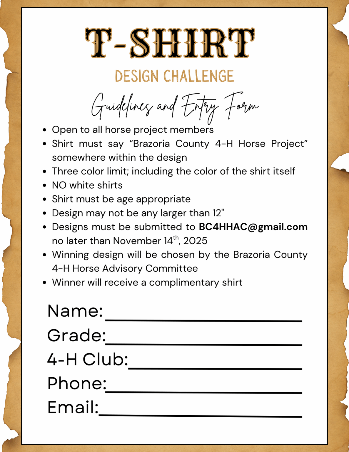 T-SHIRT DESIGN WORKSHEET