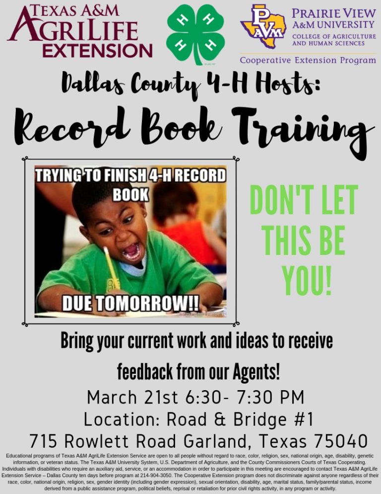 4H Record Book Training Dallas County 4H
