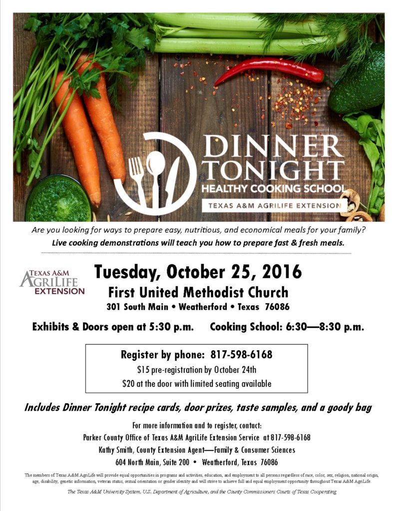 Parker County Dinner Tonight Healthy Cooking School