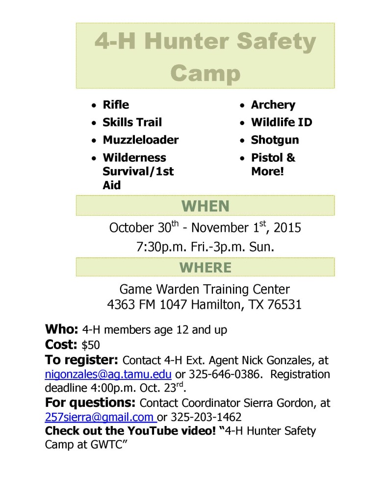 2015 4-H Hunter Safety Camp