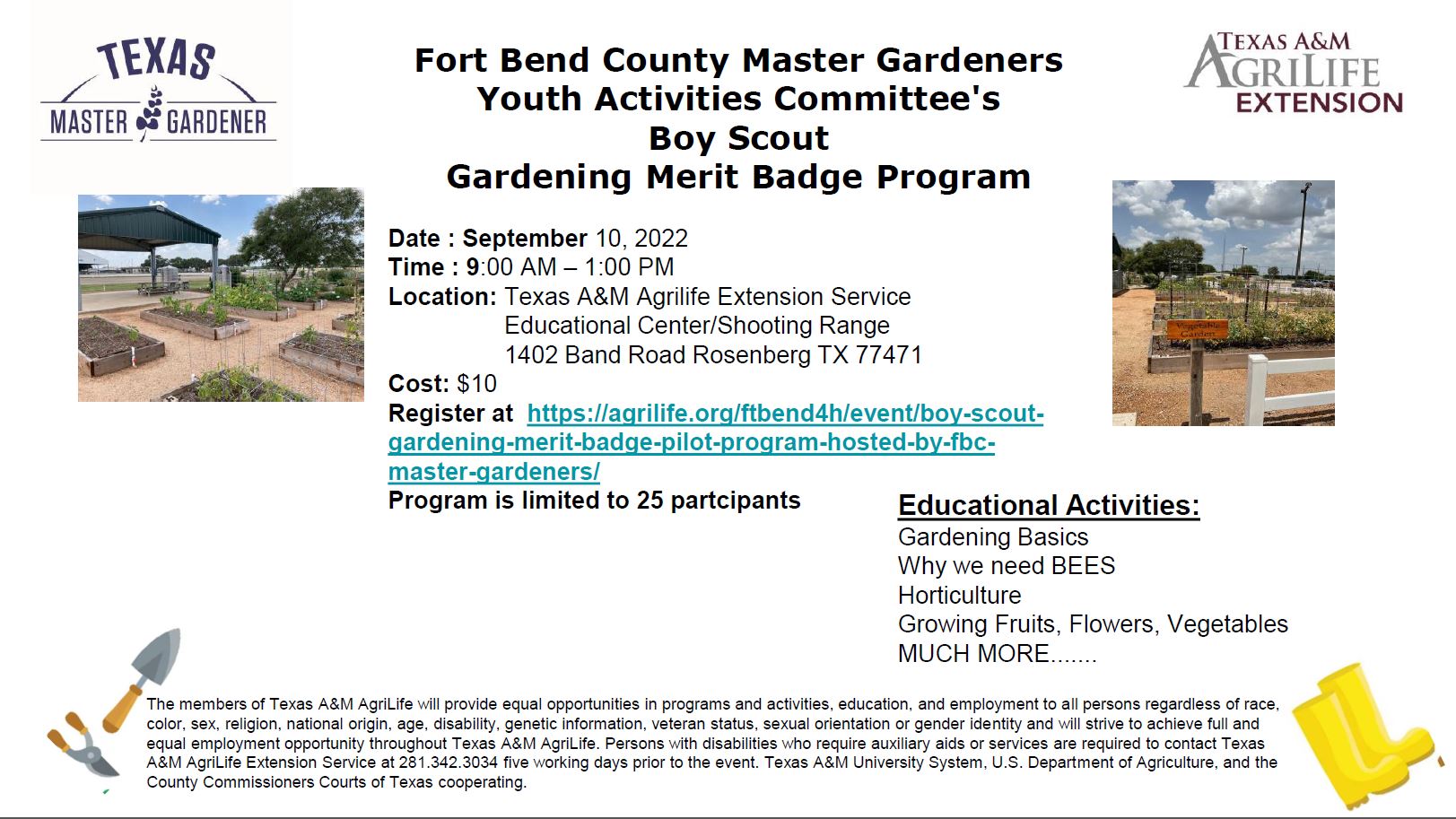 Boy Scout Gardening Merit Badge Pilot Program hosted by the FBC Master  Gardeners