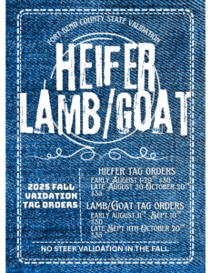 2025 Fall Validation Heifer/Lamb/Goat Tag Orders