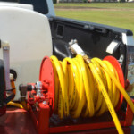 The 1/128th spray method is easily used to calibrate landscape skid sprayers, said Dr. Casey Reynolds, a Texas A&M AgriLife Extension Service state turfgrass specialist in College Station. 