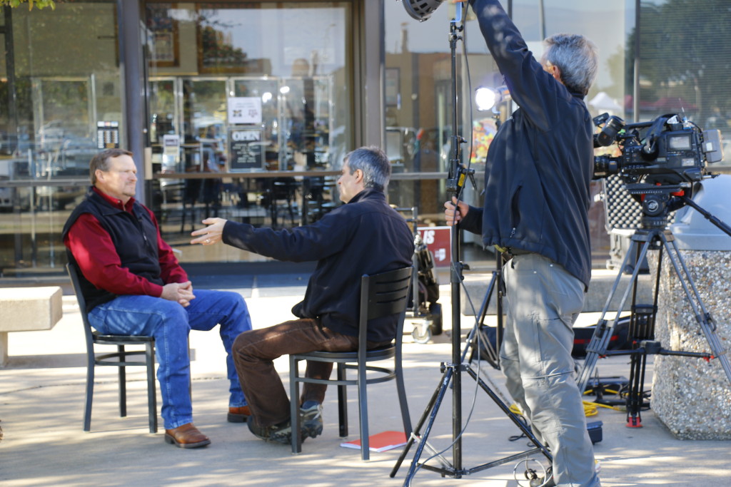 Ray Riley being interviewed by Ed Forgotson, CBS Sunday Morning