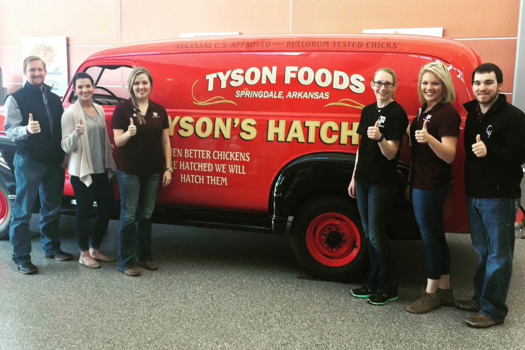 Wade Hanson, Hillary Martinez, Kayley Wall, Courtney Boykin, Spencer Tindel, and Drew Cassens at Tyson Foods Beyond Fresh Meat short course