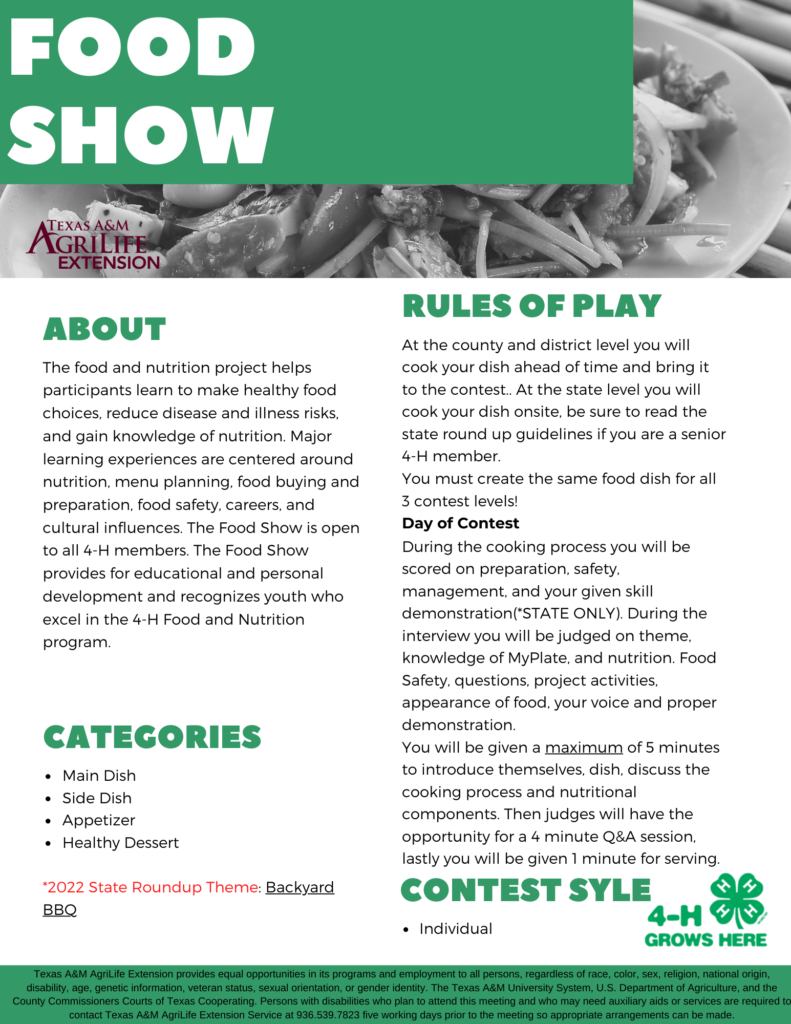 4H Roundup Information Montgomery County 4H