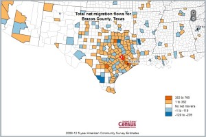 Brazos County TX image from Census Flows Mapper. http://flowsmapper.geo.census.gov/flowsmapper/map.html 
