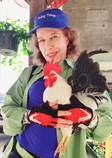 Susan holding a chicken